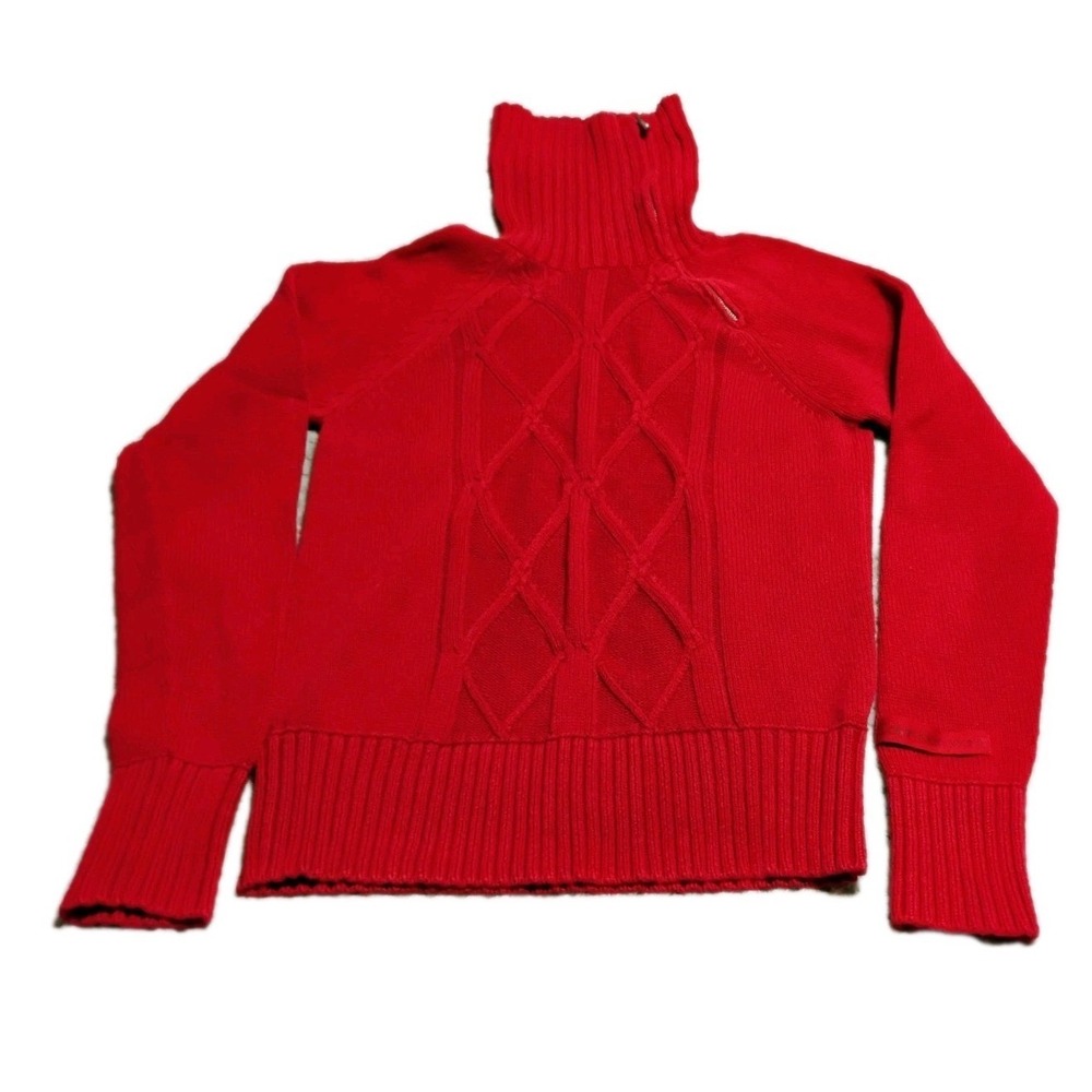Vintage Calvin Klein Jeans Red Quarter Zip‎ Cable Sweater M Women's Cozy